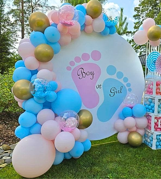 ring baby shower backdrop