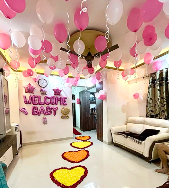 welcome baby girl flower decoration
