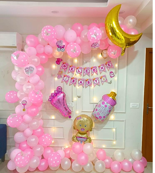 welcome baby girl arch balloon decoration
