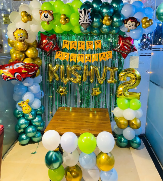 2nd birthday jungle theme wall decoration