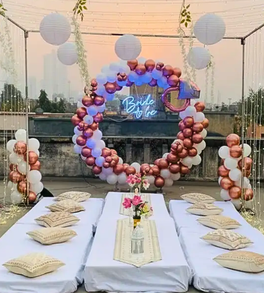 Outdoor bride to be setup