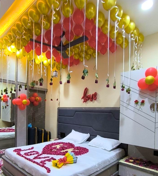 Just married flower room decoration