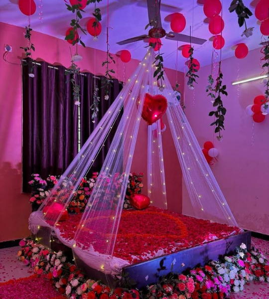 Cabana net lights room decoration for just married