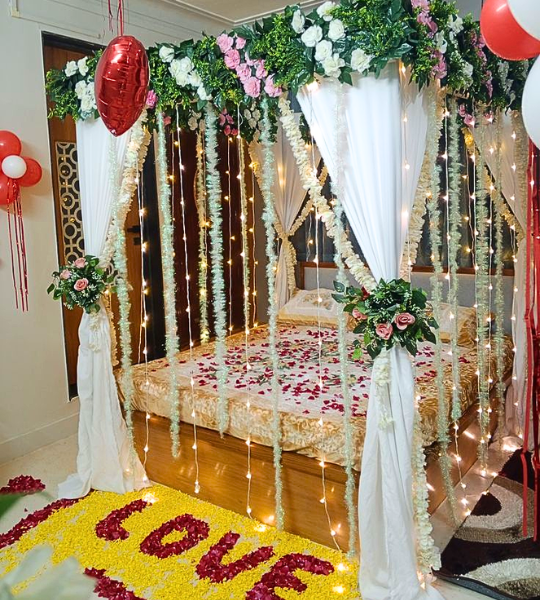 first night flower room decoration